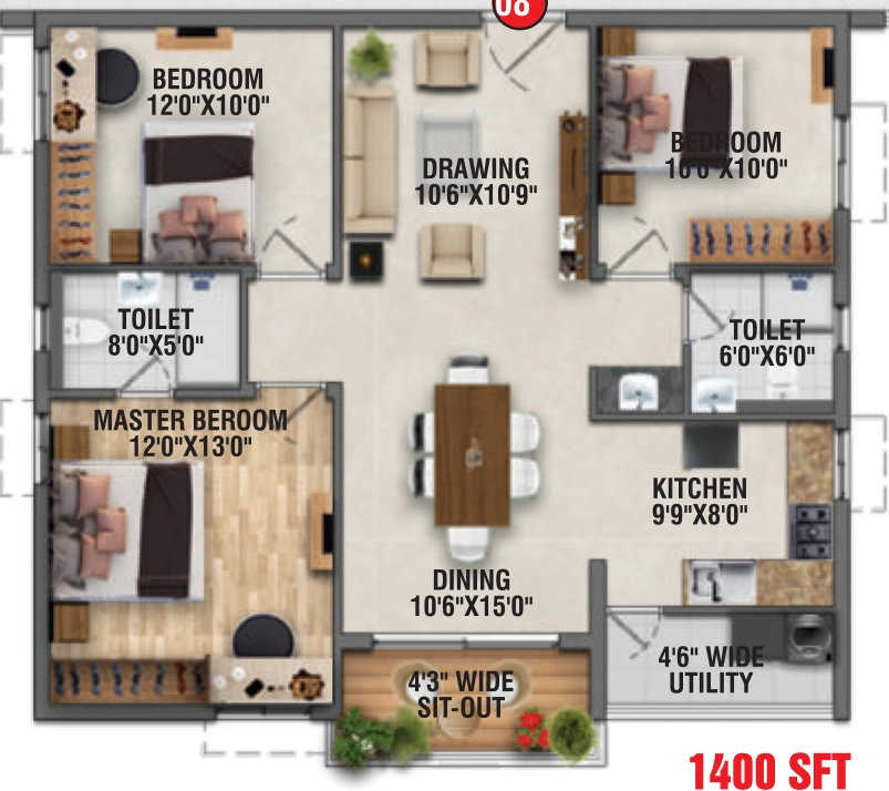 3 BHK Flat in RK Oxygen Valley in Mallampet, Hyderabad - Image 866143