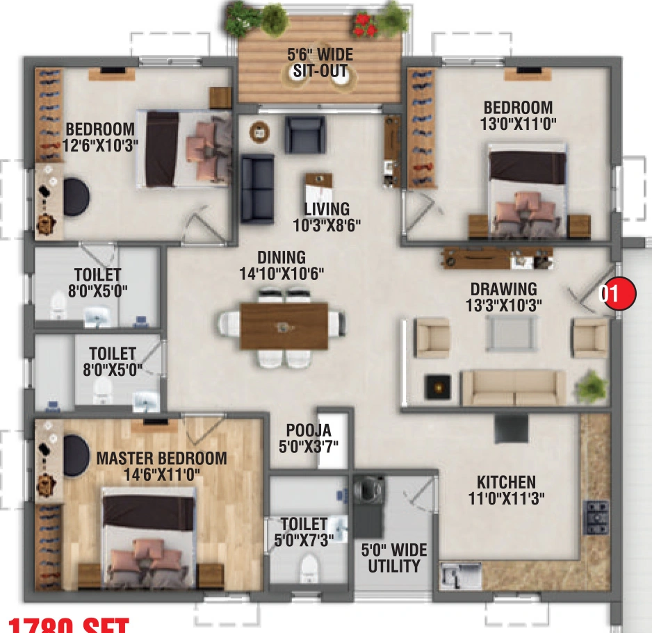 3 BHK Flat in RK Oxygen Valley in Mallampet, Hyderabad - Image 866146