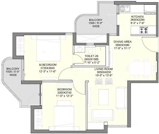 2 BHK Flat in Eldeco Ballads of Bliss in Yamuna Expressway, Greater Noida - Image 867341