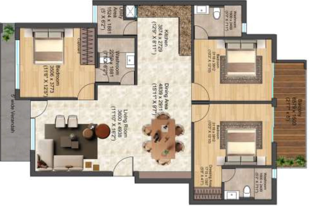 3 BHK Flat in Nimbus The Palm Village in Yamuna Expressway, Greater Noida - Image 867402