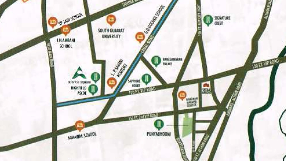 Location of Raj Green Atlantis Square in Vesu, Surat - Image 316346