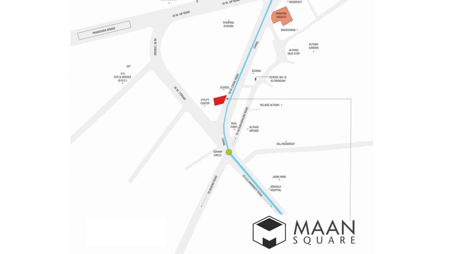 Location of Maan Square in Althan, Surat - Image 316367