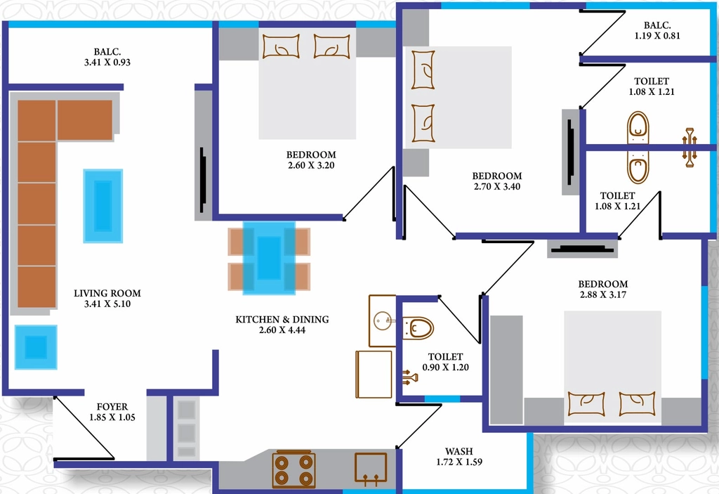 3 BHK Flat in Wallman Sukhdham Park View in Waghodia Road, Vadodara - Image 868034
