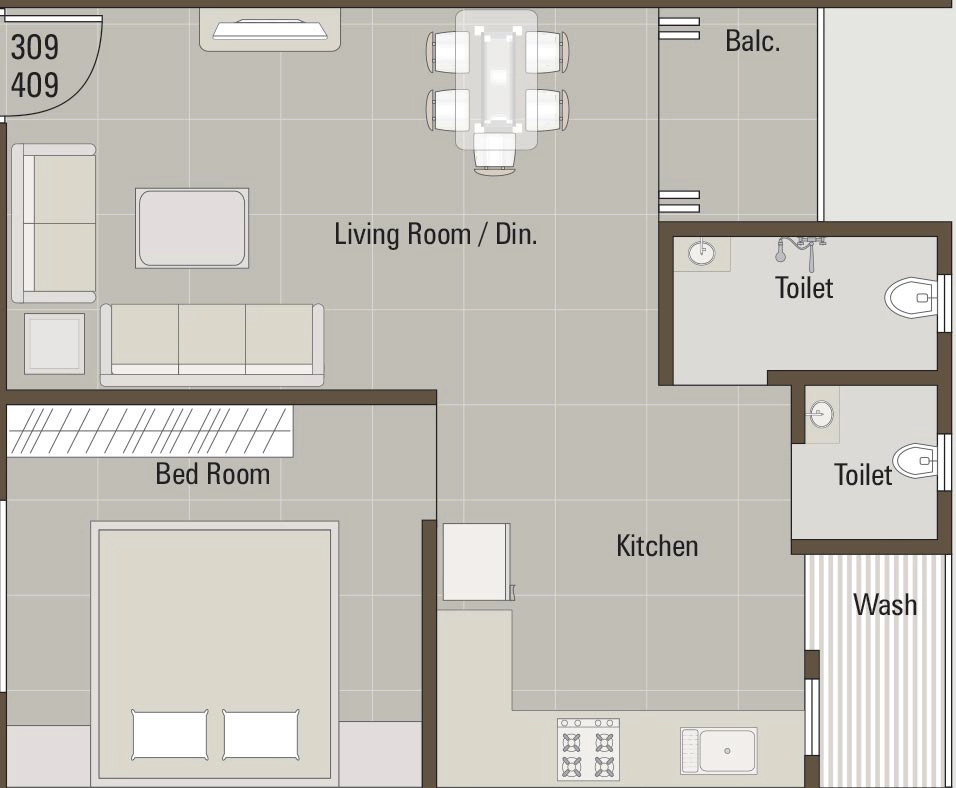 1 BHK Flat in Anjani Sunrise Prima in Manjalpur, Vadodara - Image 868054