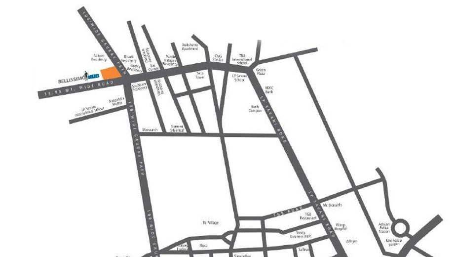 Location of Nishtha Bellissimo Hub in Pal, Surat - Image 317443