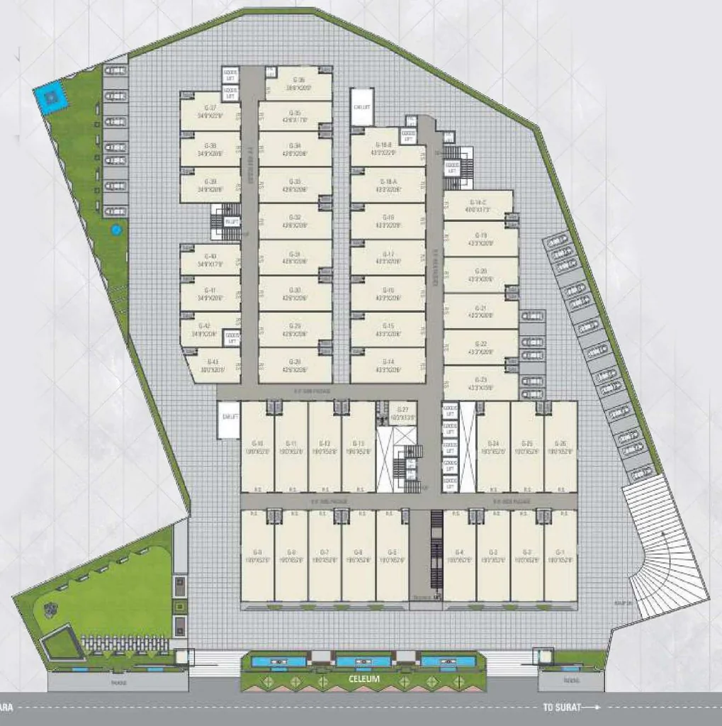 Master Plan of Raghuvir Celeum Center in Kumbhariya, Surat - Image 317627