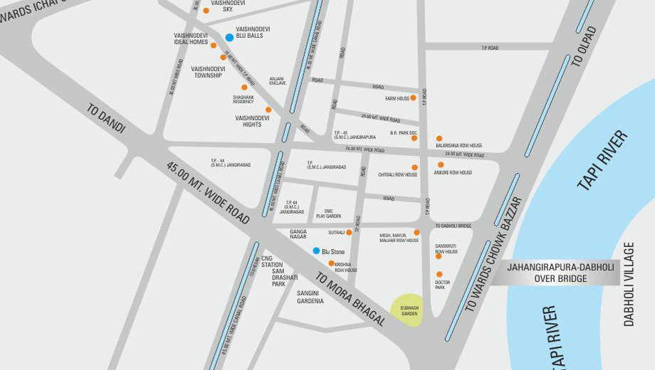 Location of Blu Eminence in Dahin Nagar, Surat - Image 317793