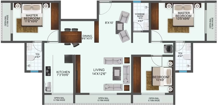 3 BHK Flat in Thalia Labh Vrindavan Flora in Rasayani, Navi Mumbai - Image 869065
