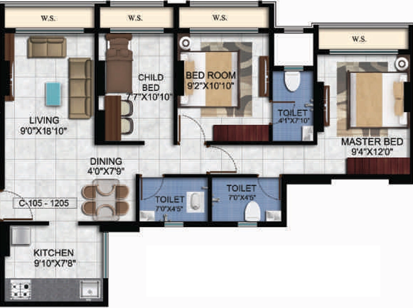 3 BHK Flat in Thalia Labh Vrindavan Flora in Rasayani, Navi Mumbai - Image 869064