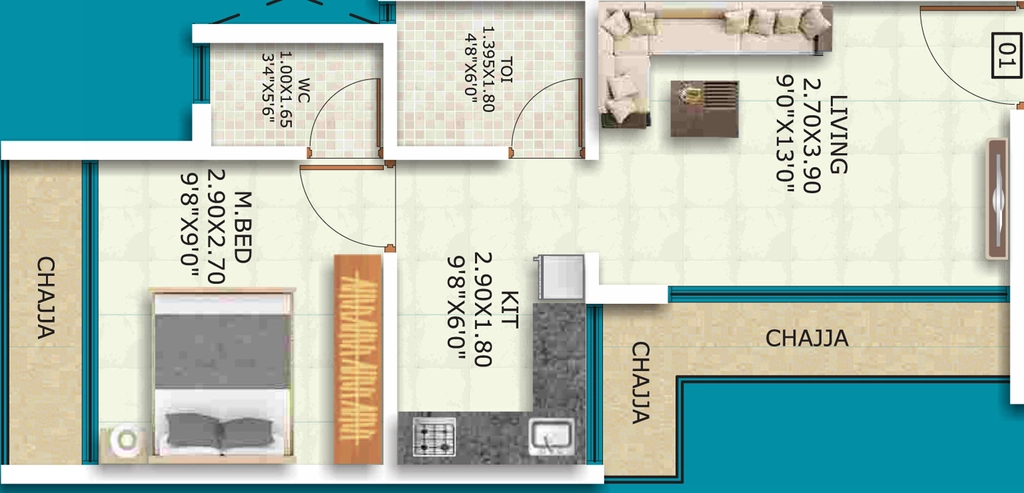 1 BHK Flat in Rajmudra Toshal Villa in Ulwe, Navi Mumbai - Image 869249