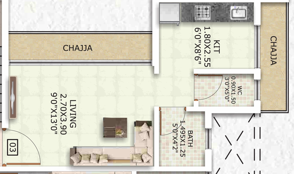 1 RK Flat in Rajmudra Toshal Villa in Ulwe, Navi Mumbai - Image 869248