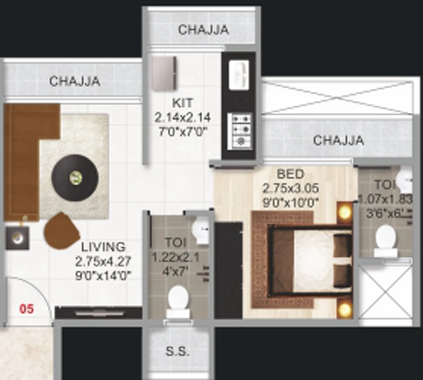 1 BHK Flat in Gurukrupa Tulsi Heights in Ulwe, Navi Mumbai - Image 869345