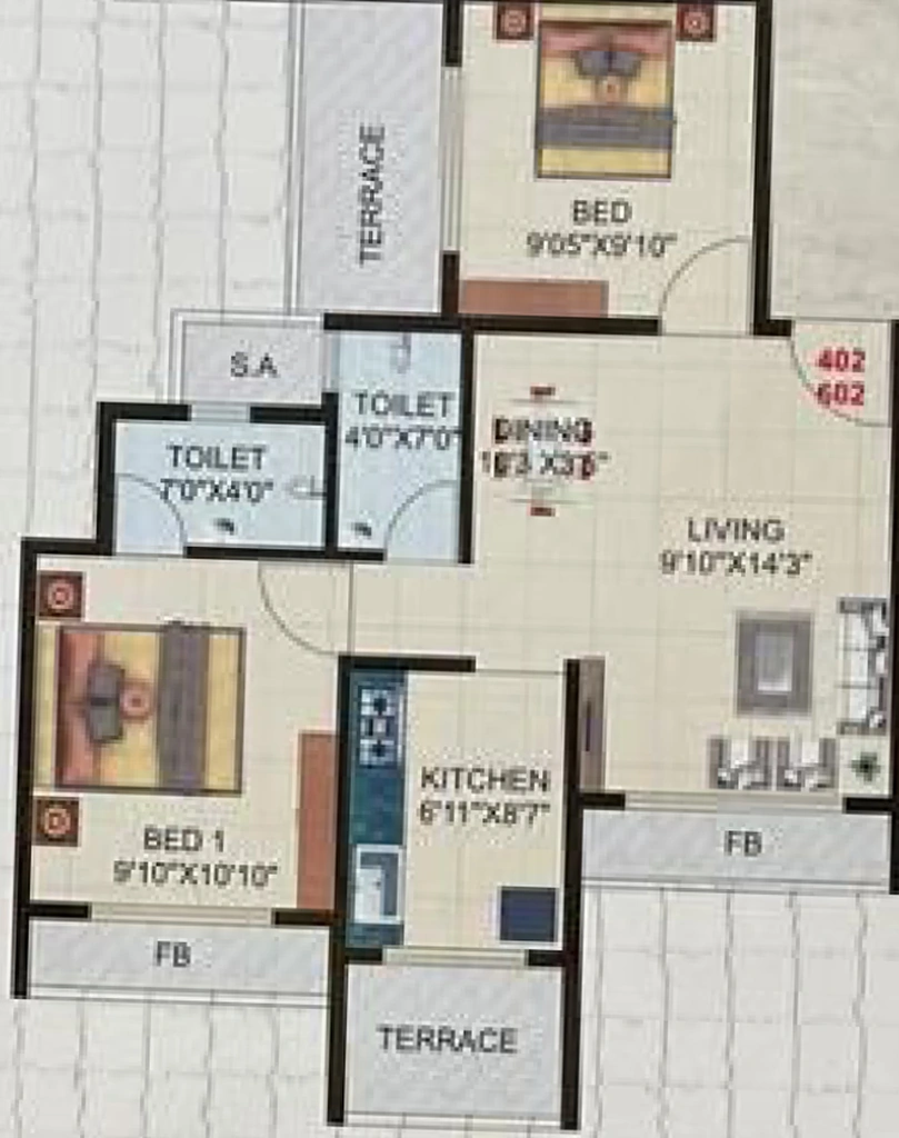 2 BHK Flat in Sai Ganesh Apartments in Ulwe, Navi Mumbai - Image 869431