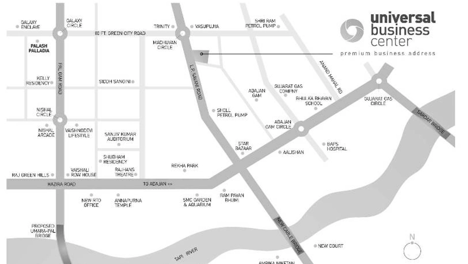 Location of Universal Business Centre in Adajan, Surat - Image 319374