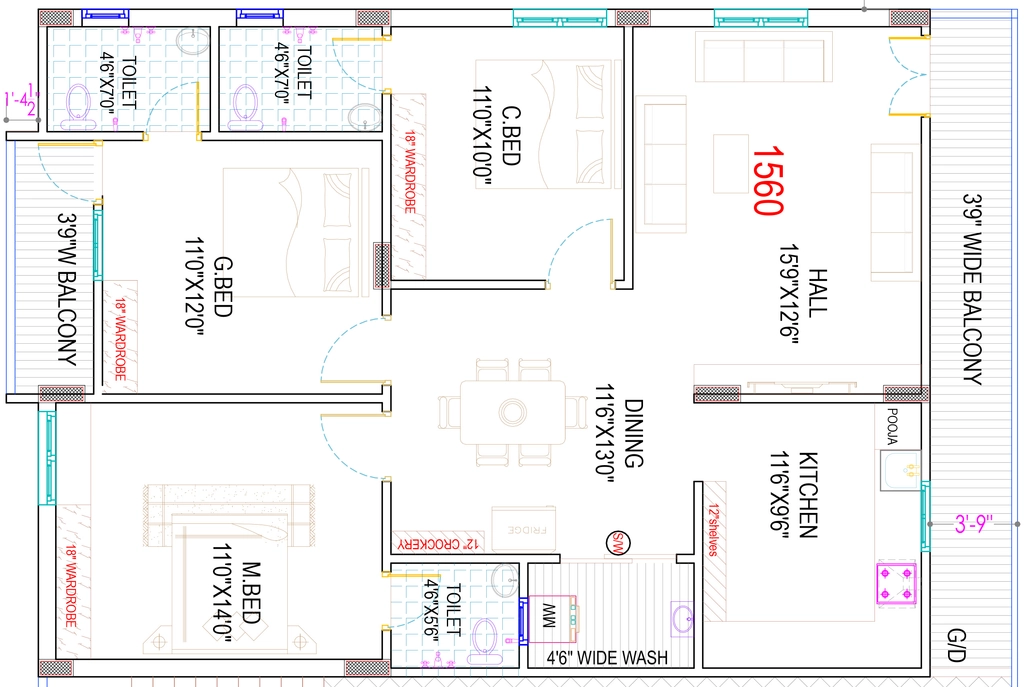 3 BHK Flat in Sri Arunodaya Residency in Nallagandla, Hyderabad - Image 870062