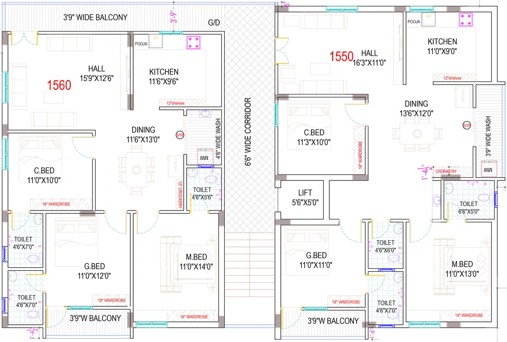 Floor Plan of Sri Arunodaya Residency in Nallagandla, Hyderabad - Image 319669