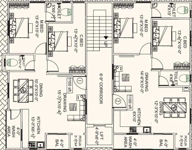 Floor Plan of Sai Nikhil Symphony in Hafeezpet, Hyderabad - Image 319680