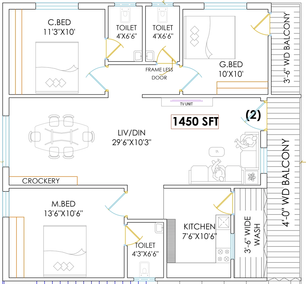 3 BHK Flat in Zenith Elite Apartment 1 in Hafeezpet, Hyderabad - Image 870074