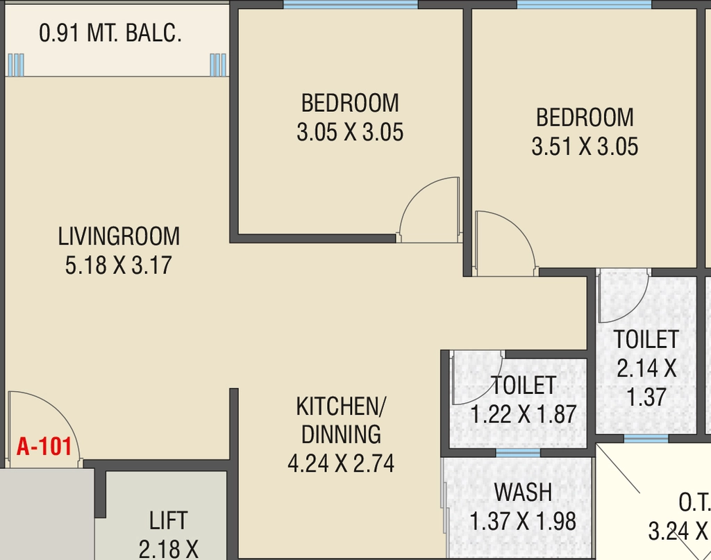 2 BHK Flat in Tulsi Darshan in Gotri, Vadodara - Image 870122