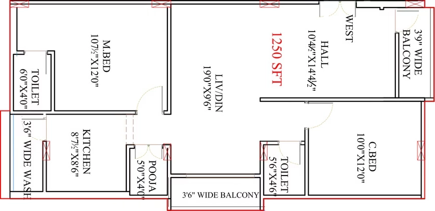 2 BHK Flat in VSM Siri Meadows in Chandanagar, Hyderabad - Image 870123