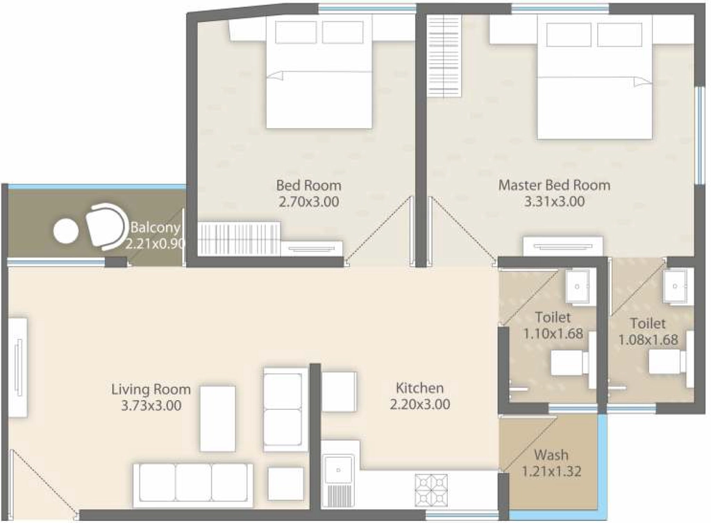 2 BHK Flat in Omkar Tirth Exotica in Tarsali, Vadodara - Image 870178