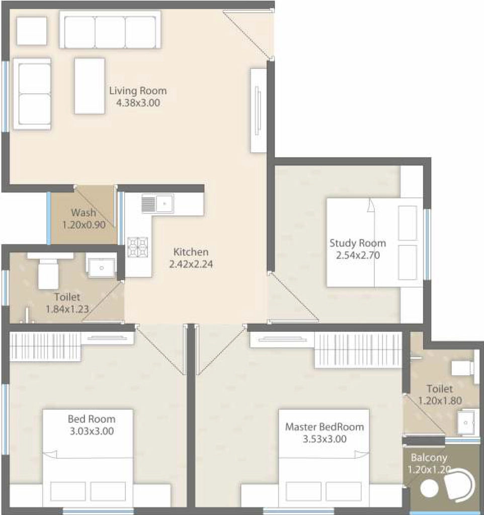 3 BHK Flat in Omkar Tirth Exotica in Tarsali, Vadodara - Image 870179