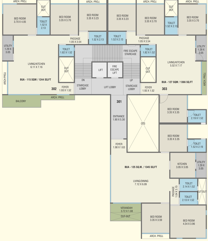 Floor Plan of Infibricks The Vista Residential in Fatehgunj, Vadodara - Image 320184