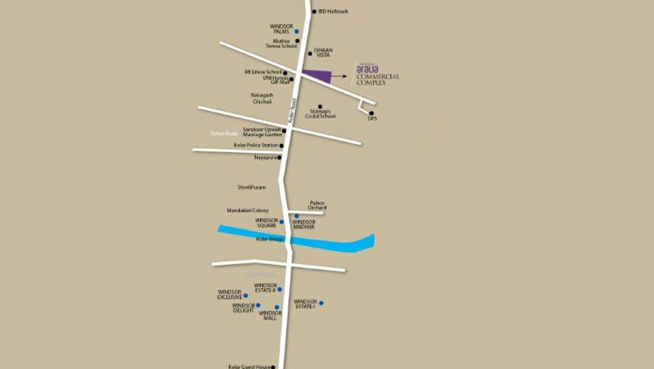 Location of Commercial Windsor Aralia in Kolar Road, Bhopal - Image 320236