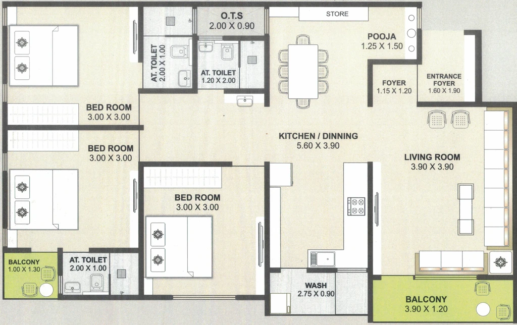 3 BHK Flat in Brahma The Wingz Phase 2 in Gotri, Vadodara - Image 870545