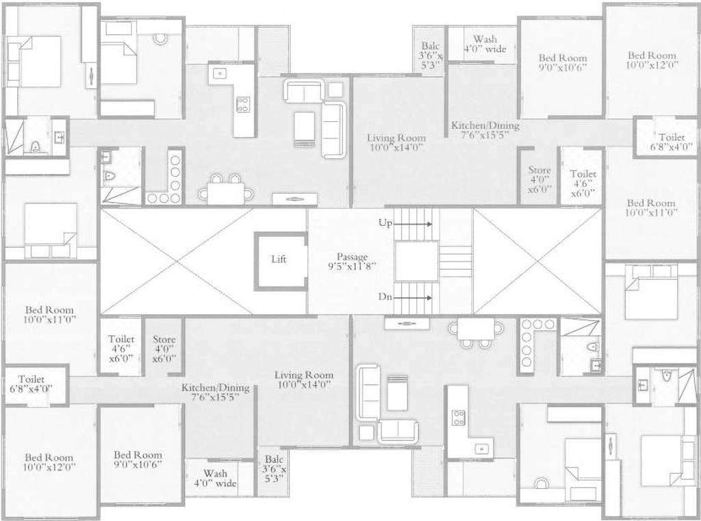 Floor Plan of Shree Ganesh The Mark in Bill, Vadodara - Image 320435