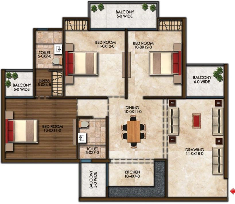 3 BHK Flat in Apex SKY Height in Raj Nagar Extension, Ghaziabad - Image 870812