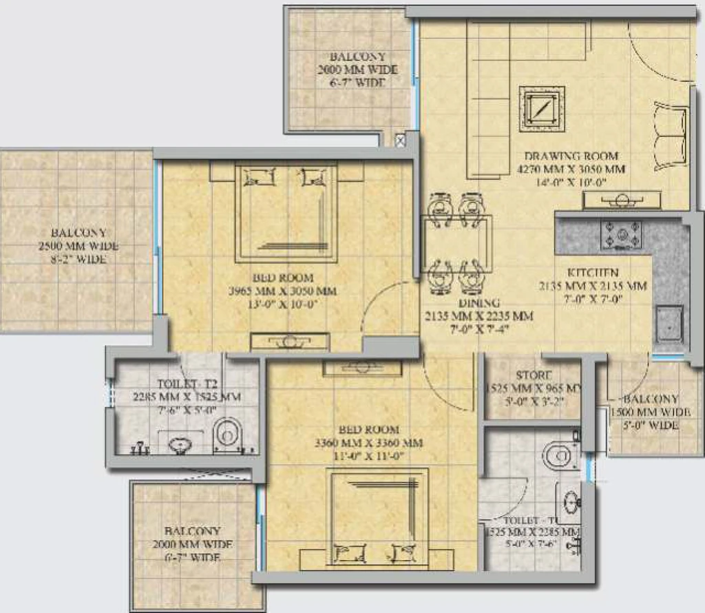 2 BHK Flat in Gaur Yamuna City in Yamuna Expressway, Greater Noida - Image 870824