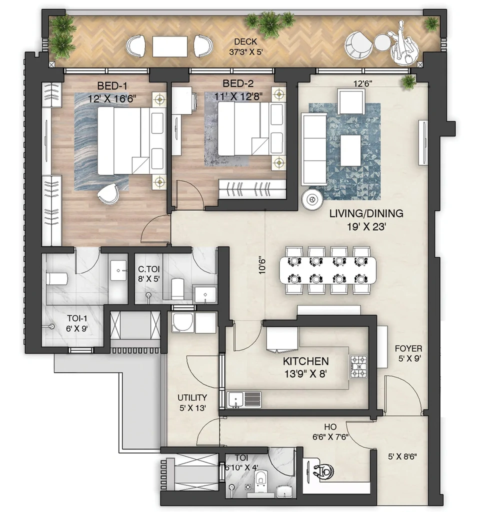 2 BHK Flat in Oakwood - The Prestige City in Indirapuram, Ghaziabad - Image 870907