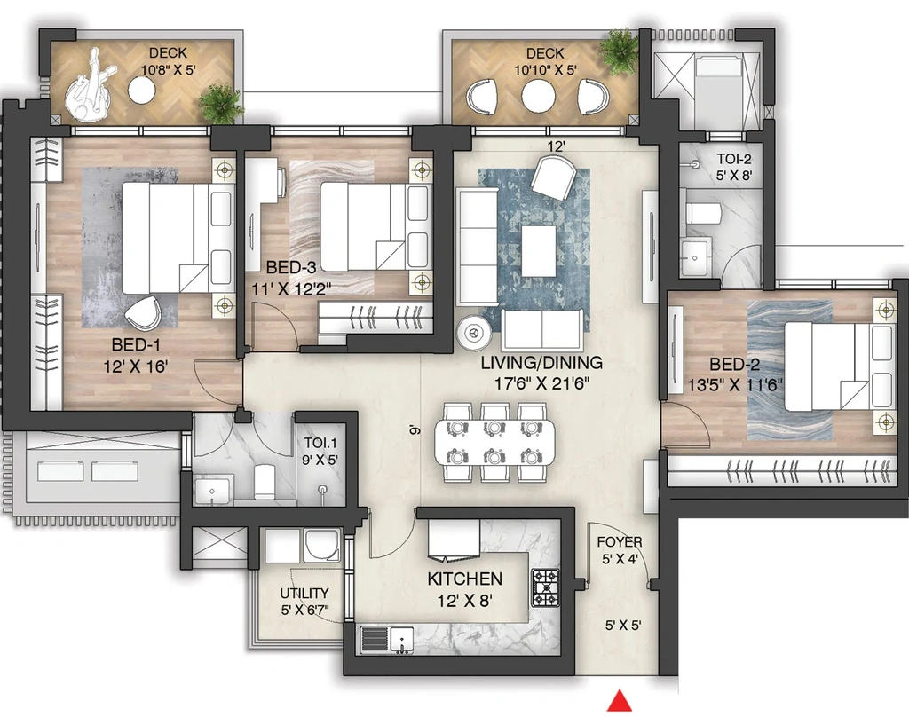 3 BHK Flat in Oakwood - The Prestige City in Indirapuram, Ghaziabad - Image 870908