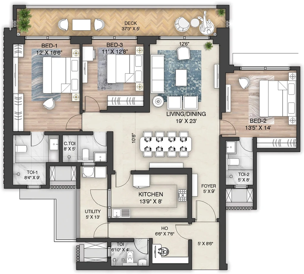 3 BHK Flat in Oakwood - The Prestige City in Indirapuram, Ghaziabad - Image 870910