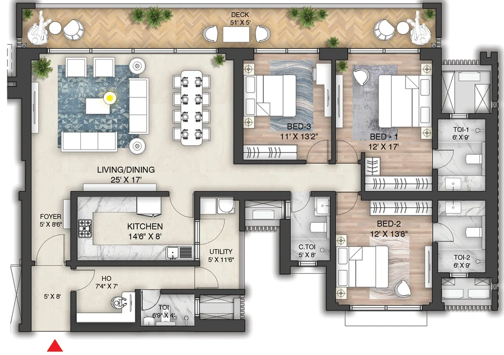 3 BHK Flat in Oakwood - The Prestige City in Indirapuram, Ghaziabad - Image 870911