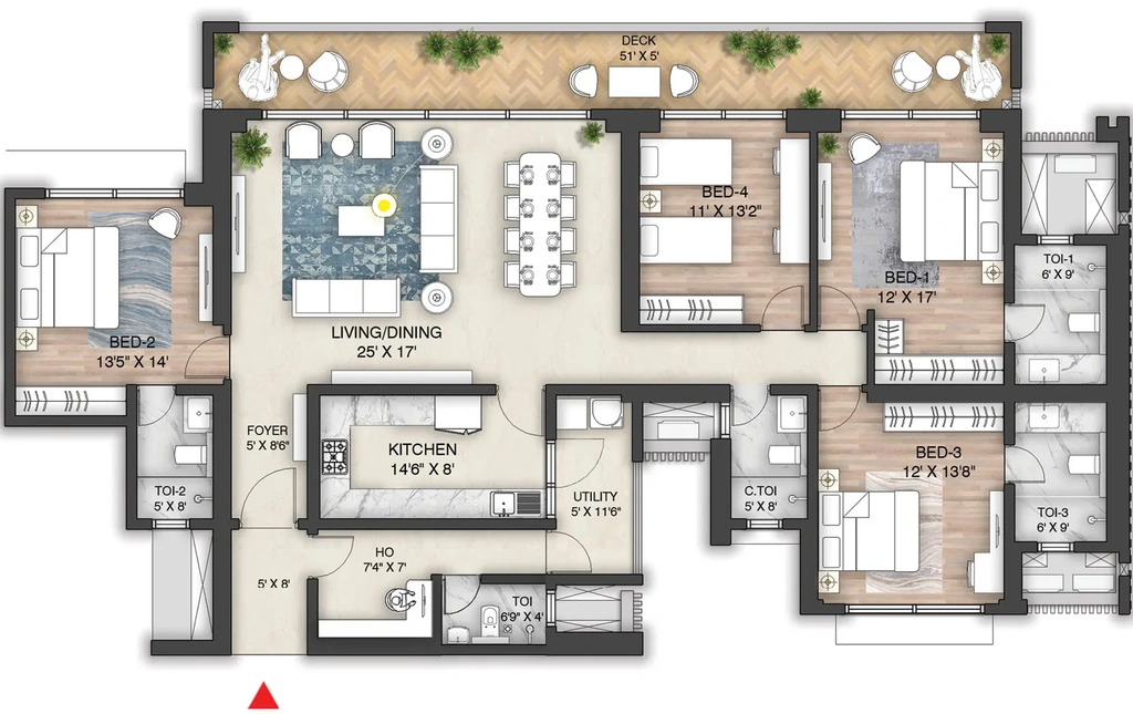 4 BHK Flat in Oakwood - The Prestige City in Indirapuram, Ghaziabad - Image 870913