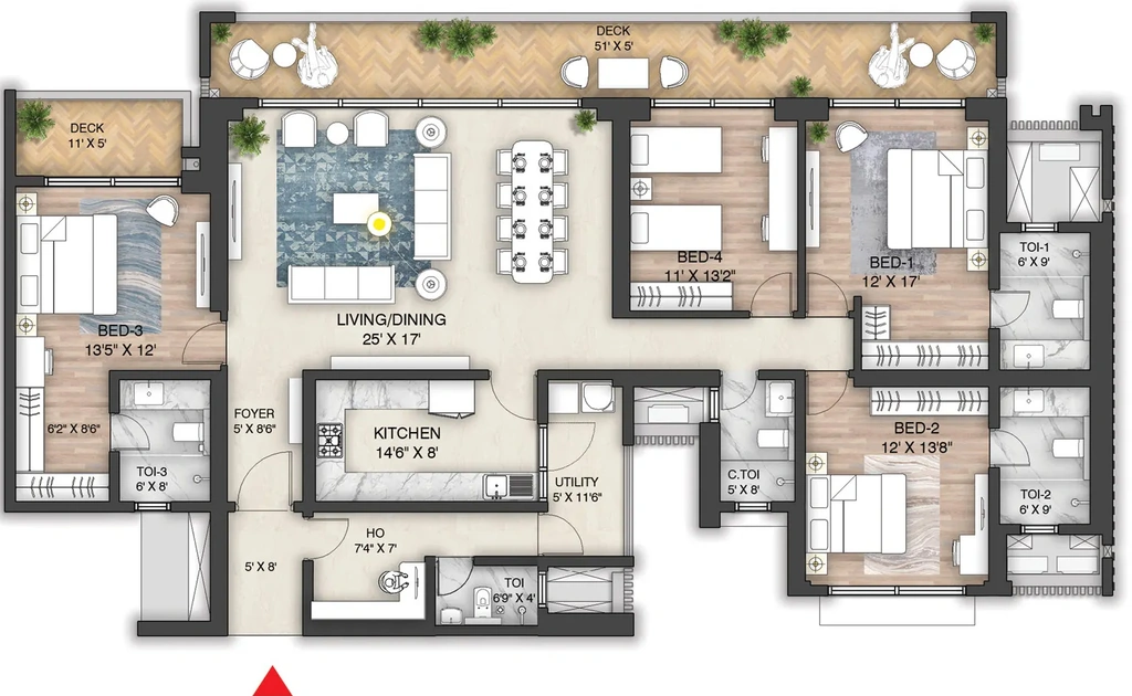 4 BHK Flat in Oakwood - The Prestige City in Indirapuram, Ghaziabad - Image 870914