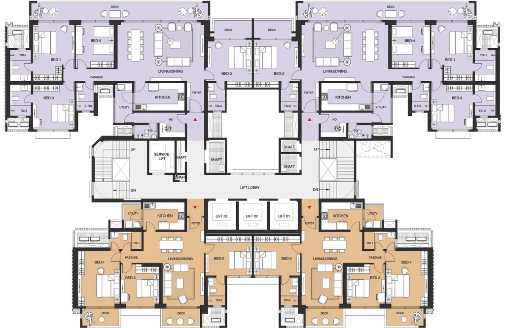 Floor Plan of Oakwood - The Prestige City in Indirapuram, Ghaziabad - Image 320819