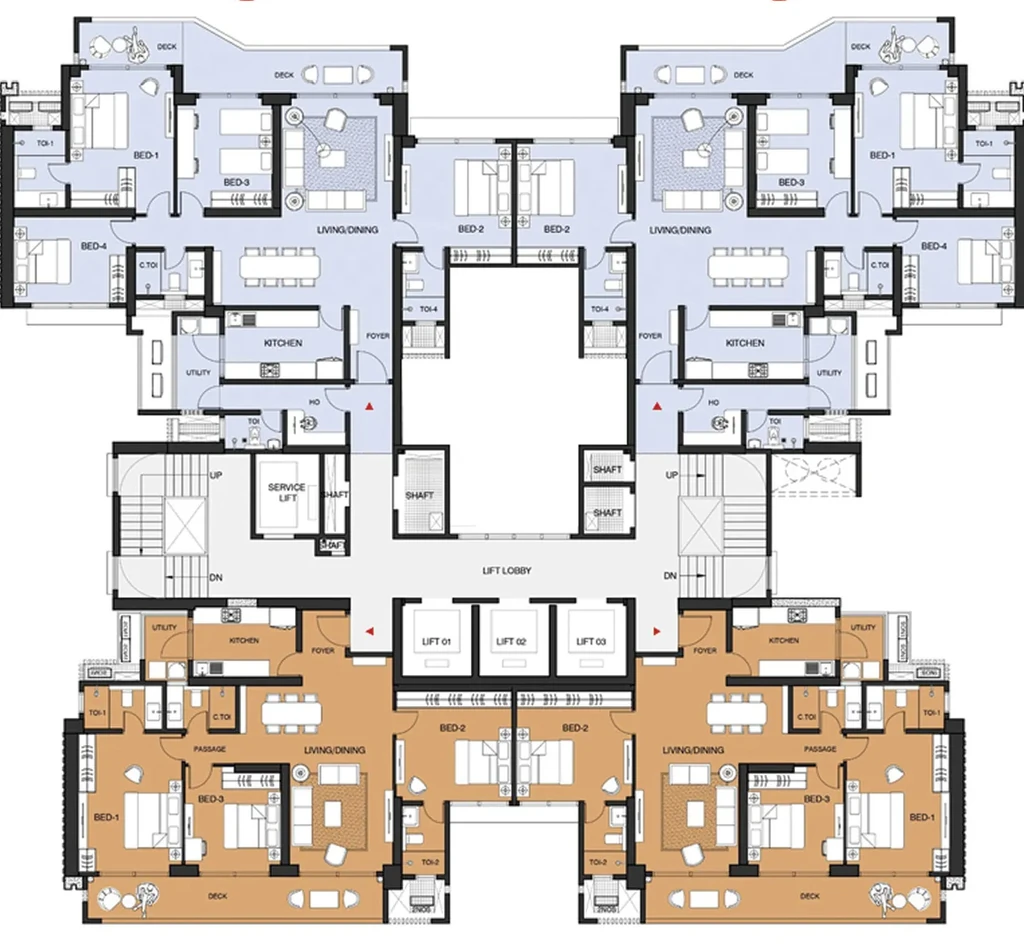 Floor Plan of Mulberry - The Prestige City in Indirapuram, Ghaziabad - Image 320839