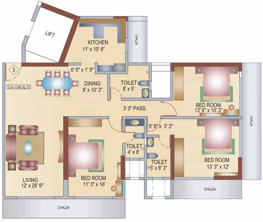 3 BHK Flat in Bhoomi Aura Biplex in Borivali West, Mumbai - Image 870992