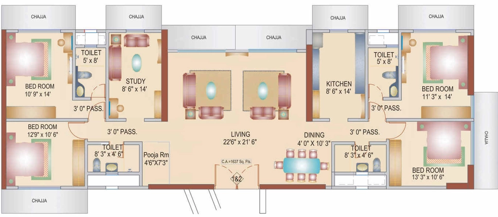 4 BHK Flat in Bhoomi Aura Biplex in Borivali West, Mumbai - Image 870993