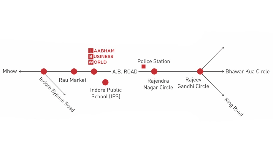 Location of Laabham Business World in AB Road, Indore - Image 321005