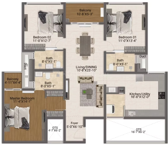 3 BHK Flat in DRA iHeart in Egattur, Chennai - Image 871280