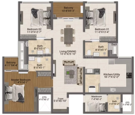 3 BHK Flat in DRA iHeart in Egattur, Chennai - Image 871281