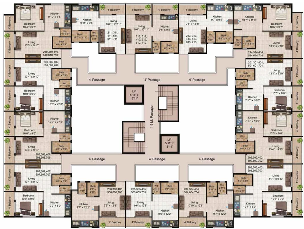Floor Plan of Balaji Siddhi Heights in Chunchale, Nashik - Image 322141