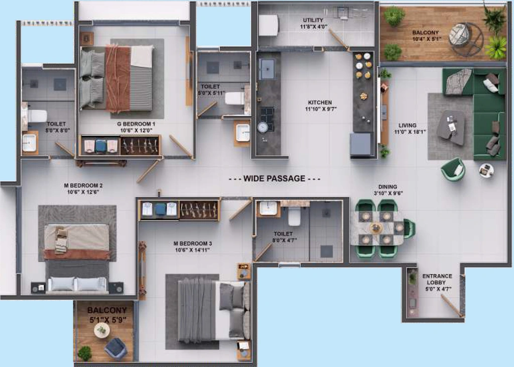 3 BHK Flat in Fortune Sapphire in Anandvalli, Nashik - Image 871991