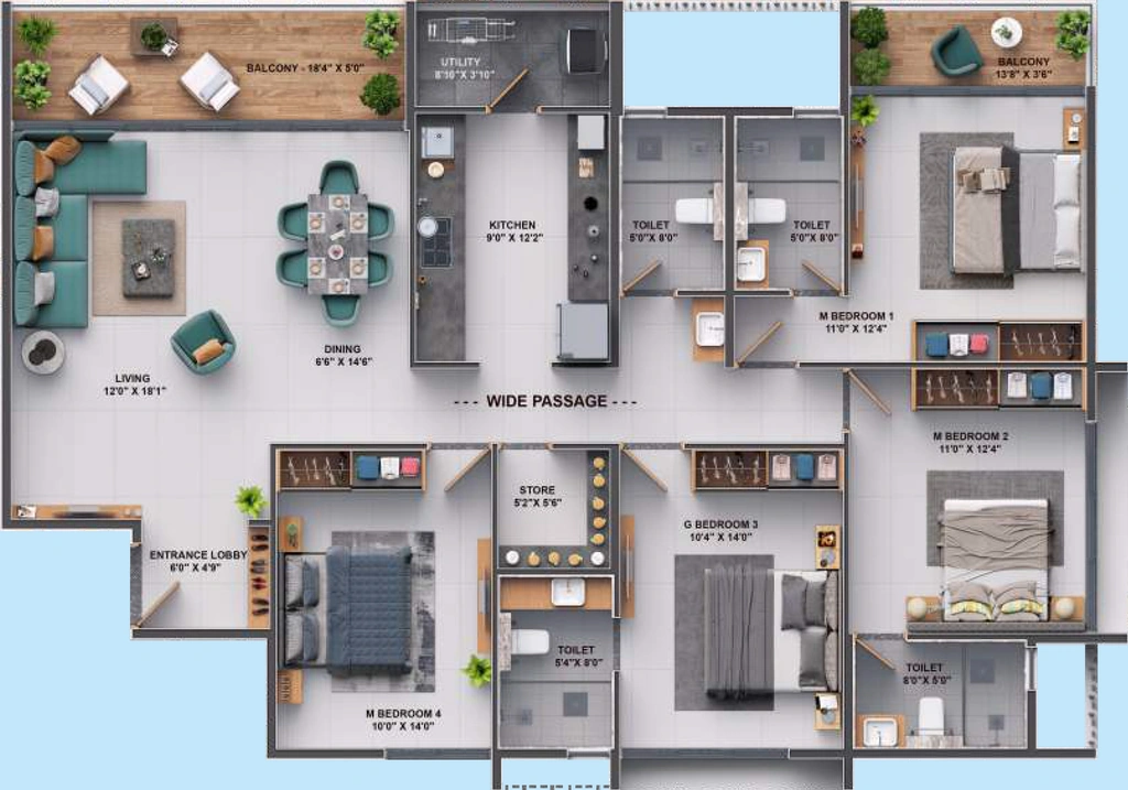 4 BHK Flat in Fortune Sapphire in Anandvalli, Nashik - Image 871992