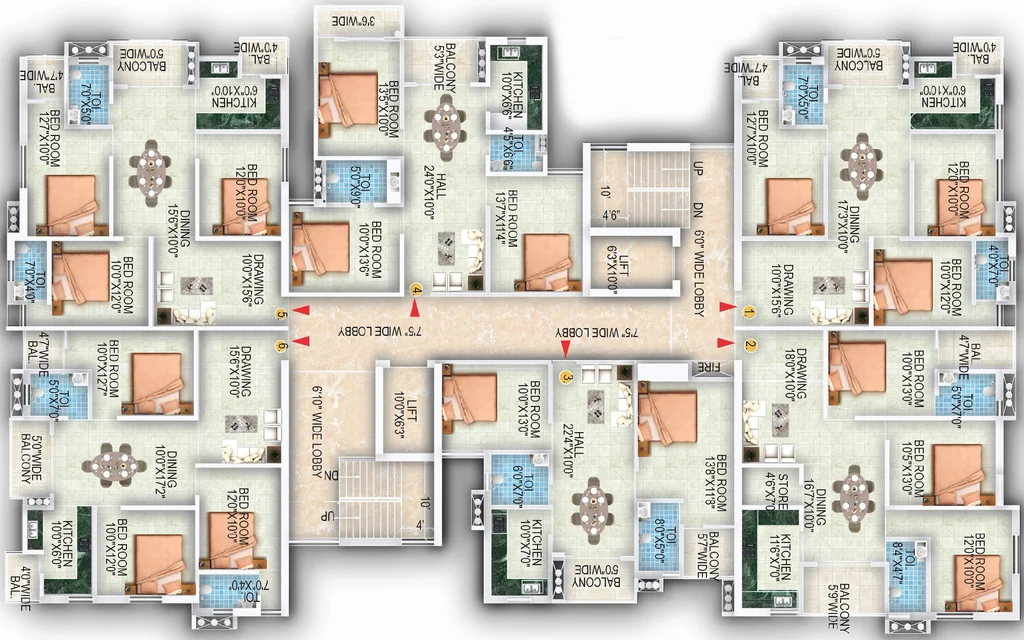 Floor Plan of Sky City in Kanke, Ranchi - Image 322694