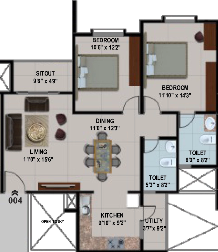 2 BHK Flat in Corporate Leisure Sun City Gloria in Sarjapur, Bangalore - Image 872488